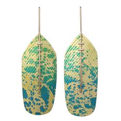 Flight Drop Earrings Pale Yellow on Green Blue by John Moore. Product thumbnail image