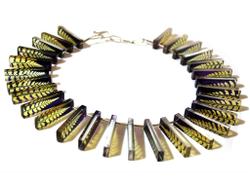 Purple Gold Fern Shadow Ruff Necklace by Sue Gregor